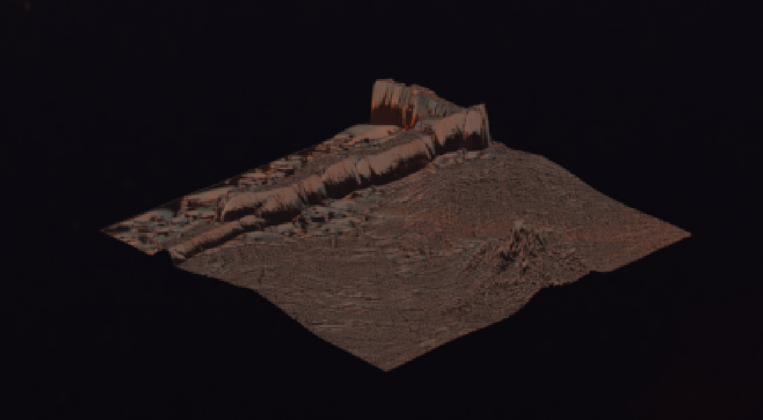 Landscape with a rock wall Low-poly 3D model_4