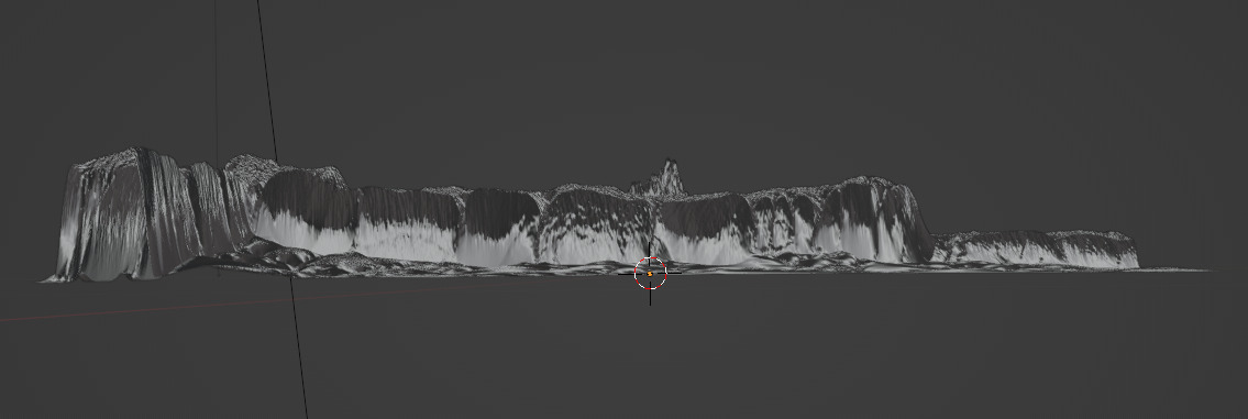 Landscape with a rock wall Low-poly 3D model_2