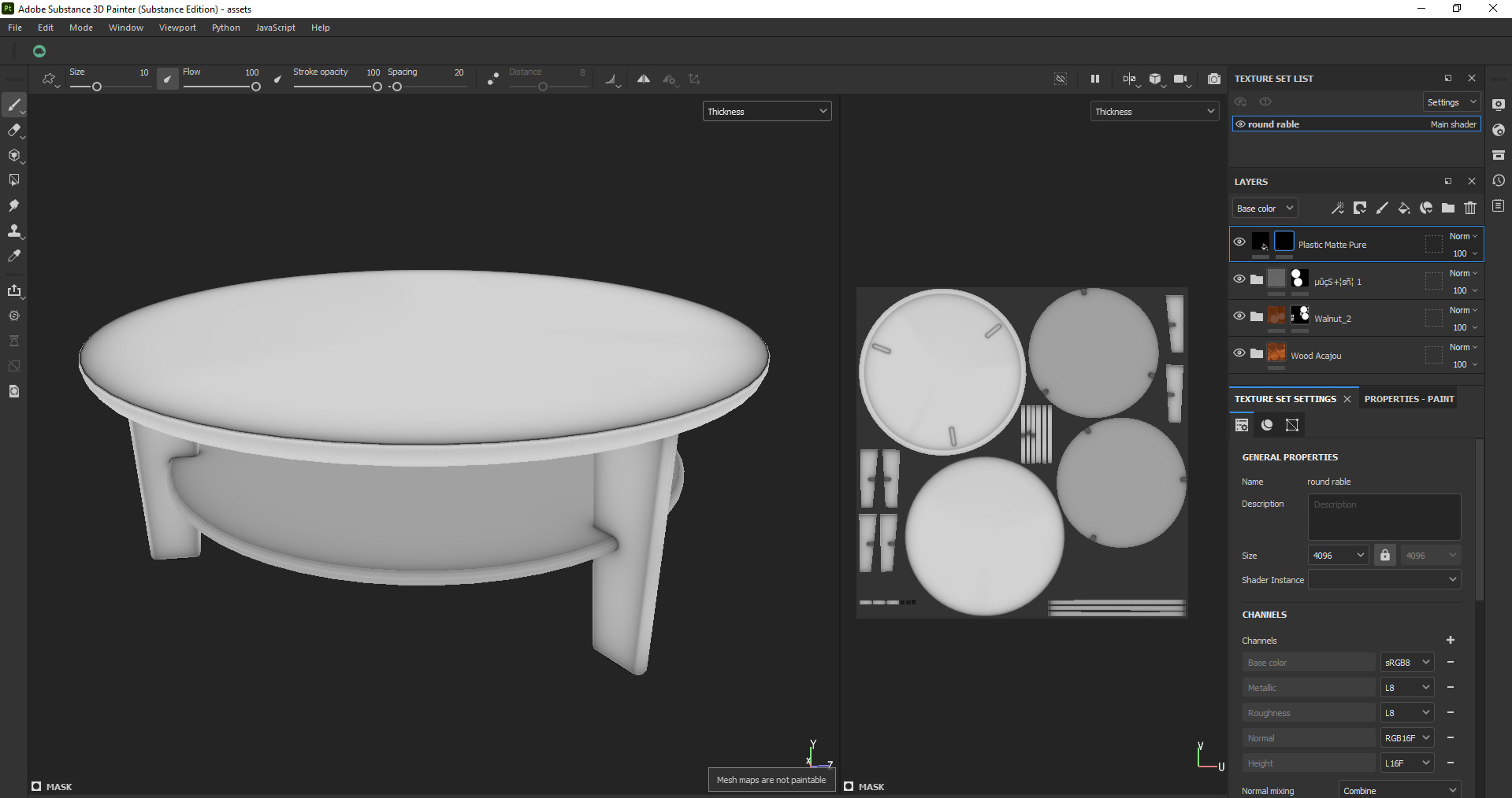 Modern Round Coffee Table Low-poly 3D model_20