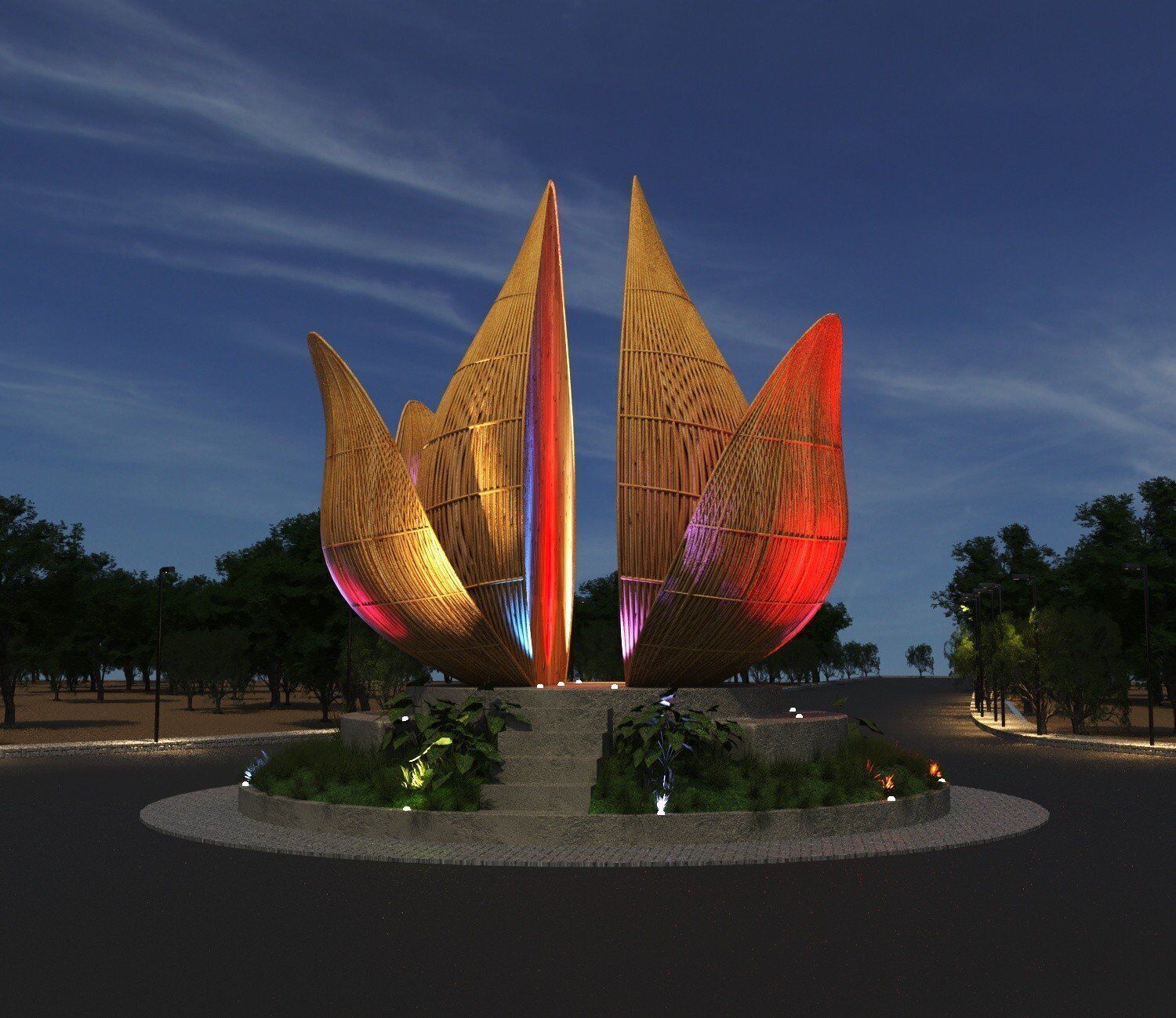 model 3d Bamboo Lotus Pavilion Free 3D model_1