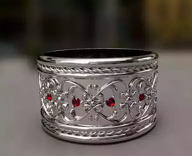 Gold  silver ring with antique design