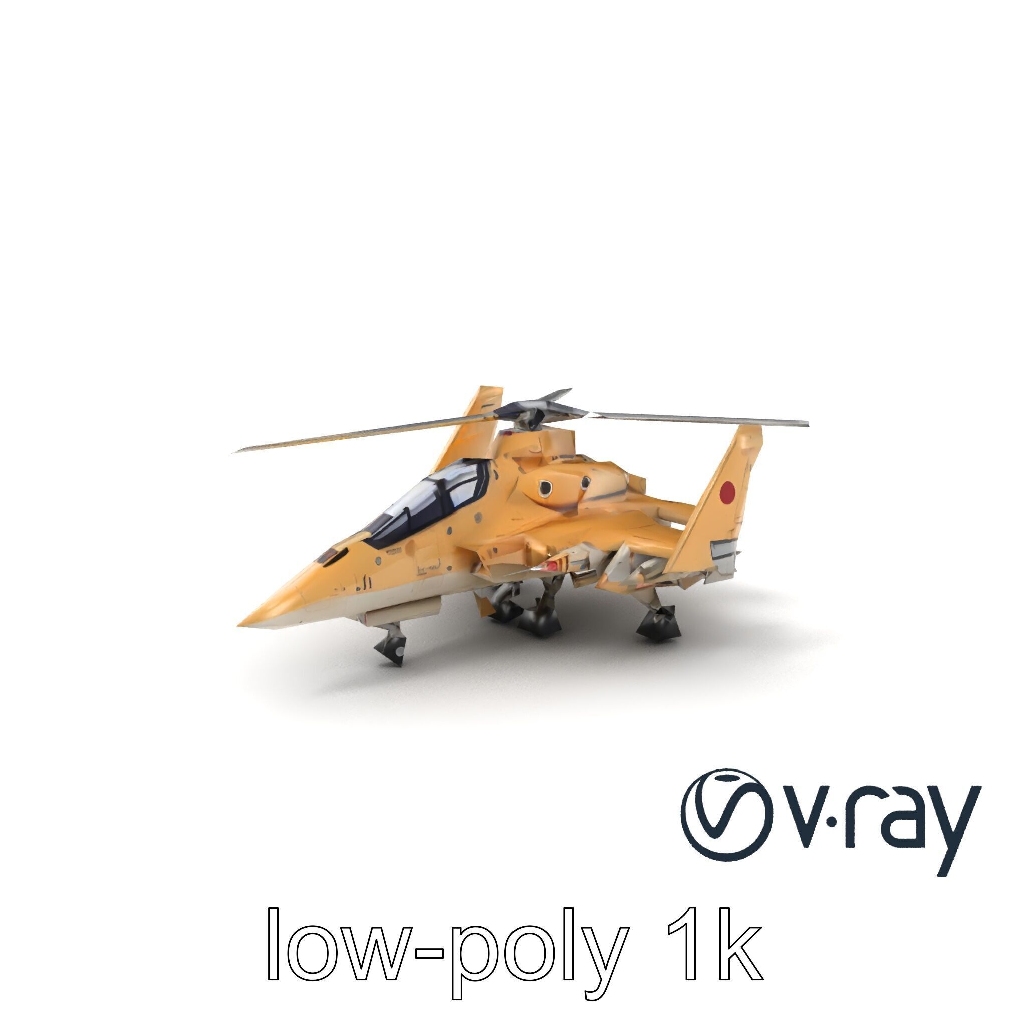 ThunderBolt II Desert-Camouflage Armored Helicopter model pack Low-poly 3D model_3