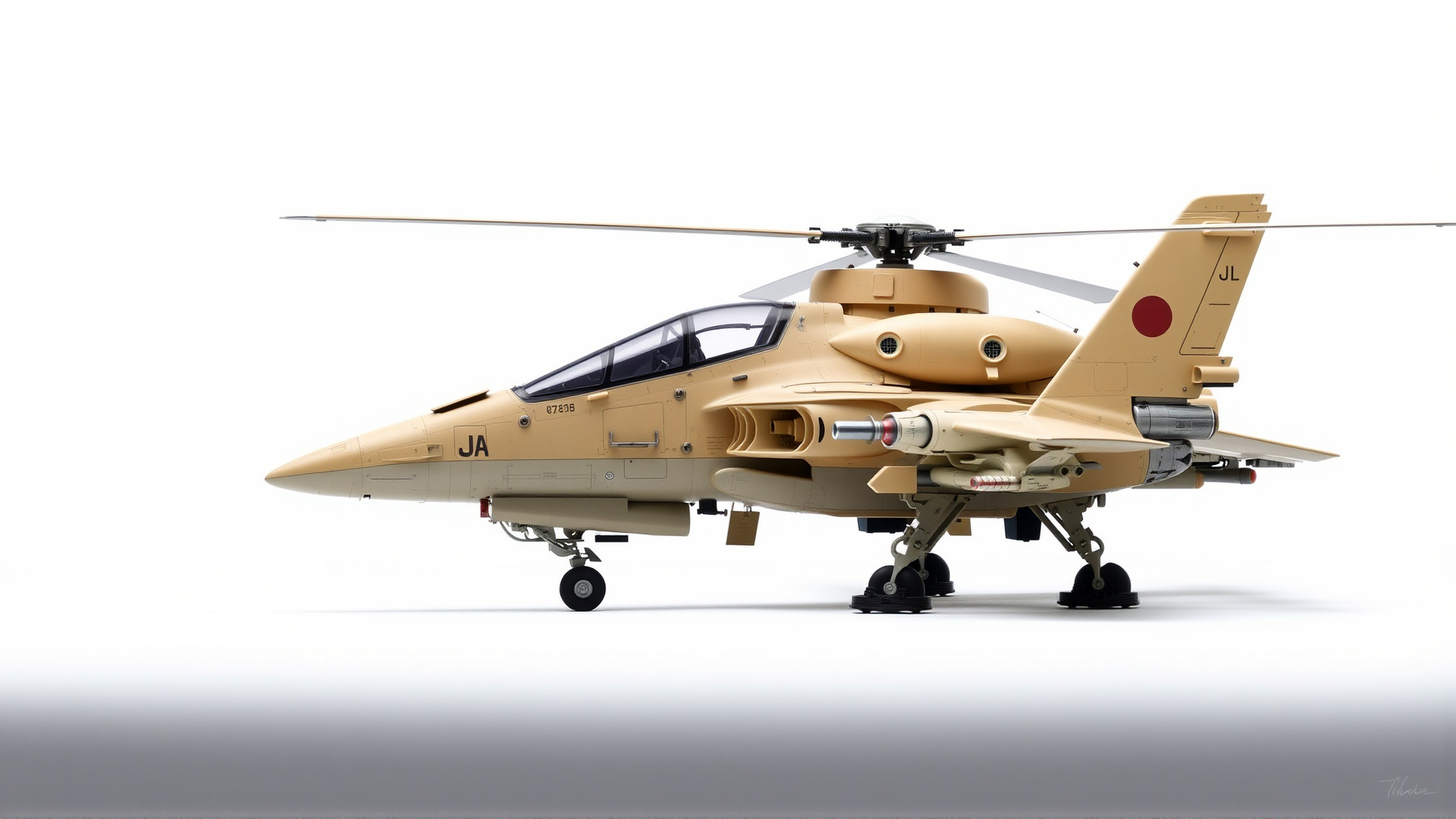 ThunderBolt II Desert-Camouflage Armored Helicopter model pack Low-poly 3D model_4