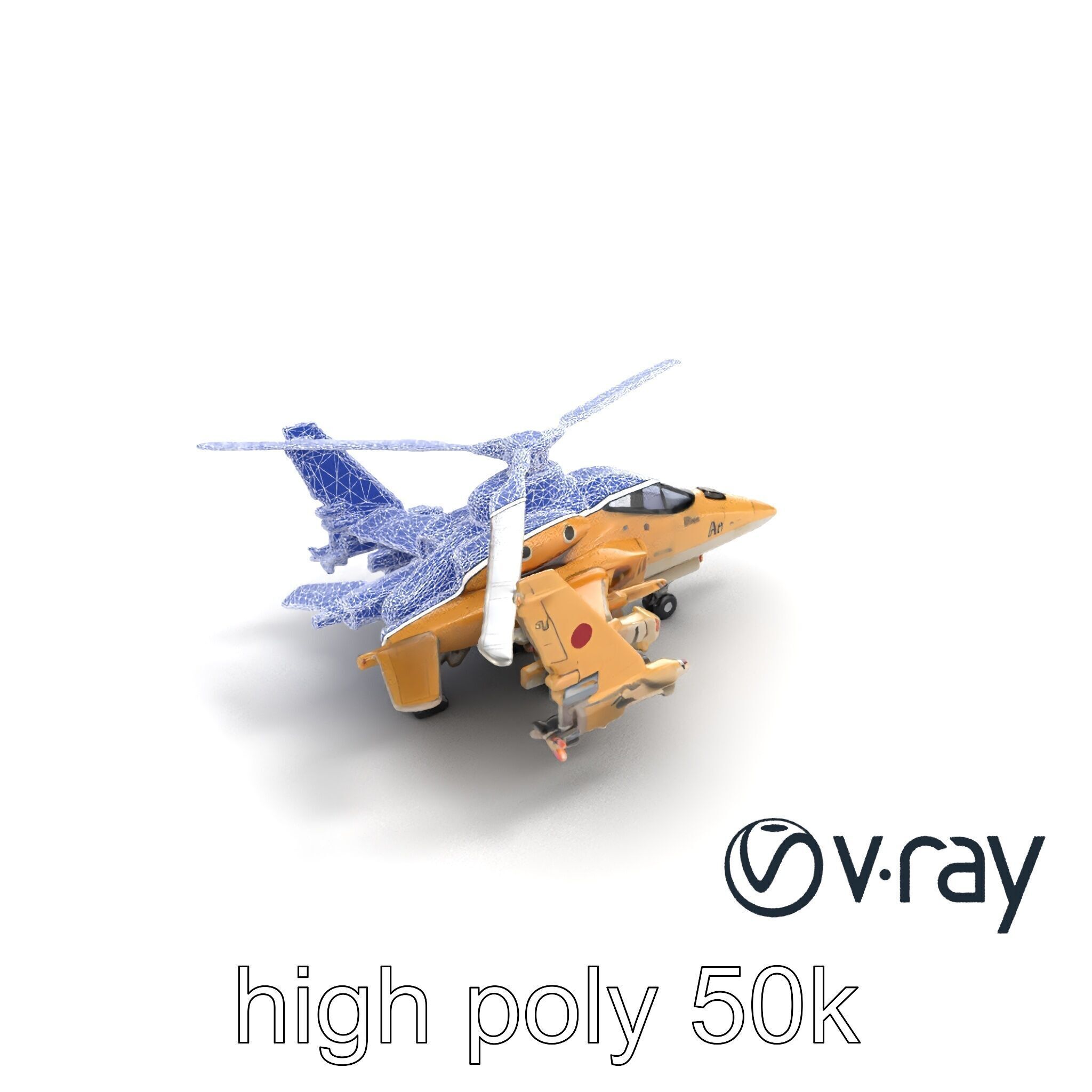ThunderBolt II Desert-Camouflage Armored Helicopter model pack Low-poly 3D model_31