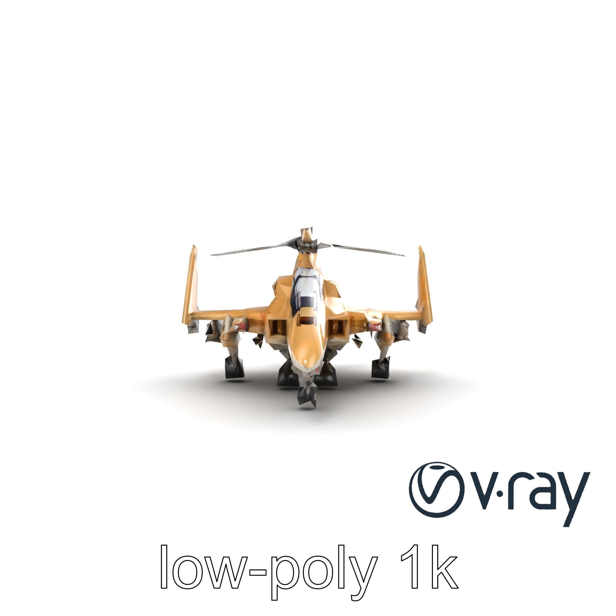 ThunderBolt II Desert-Camouflage Armored Helicopter model pack Low-poly 3D model_20