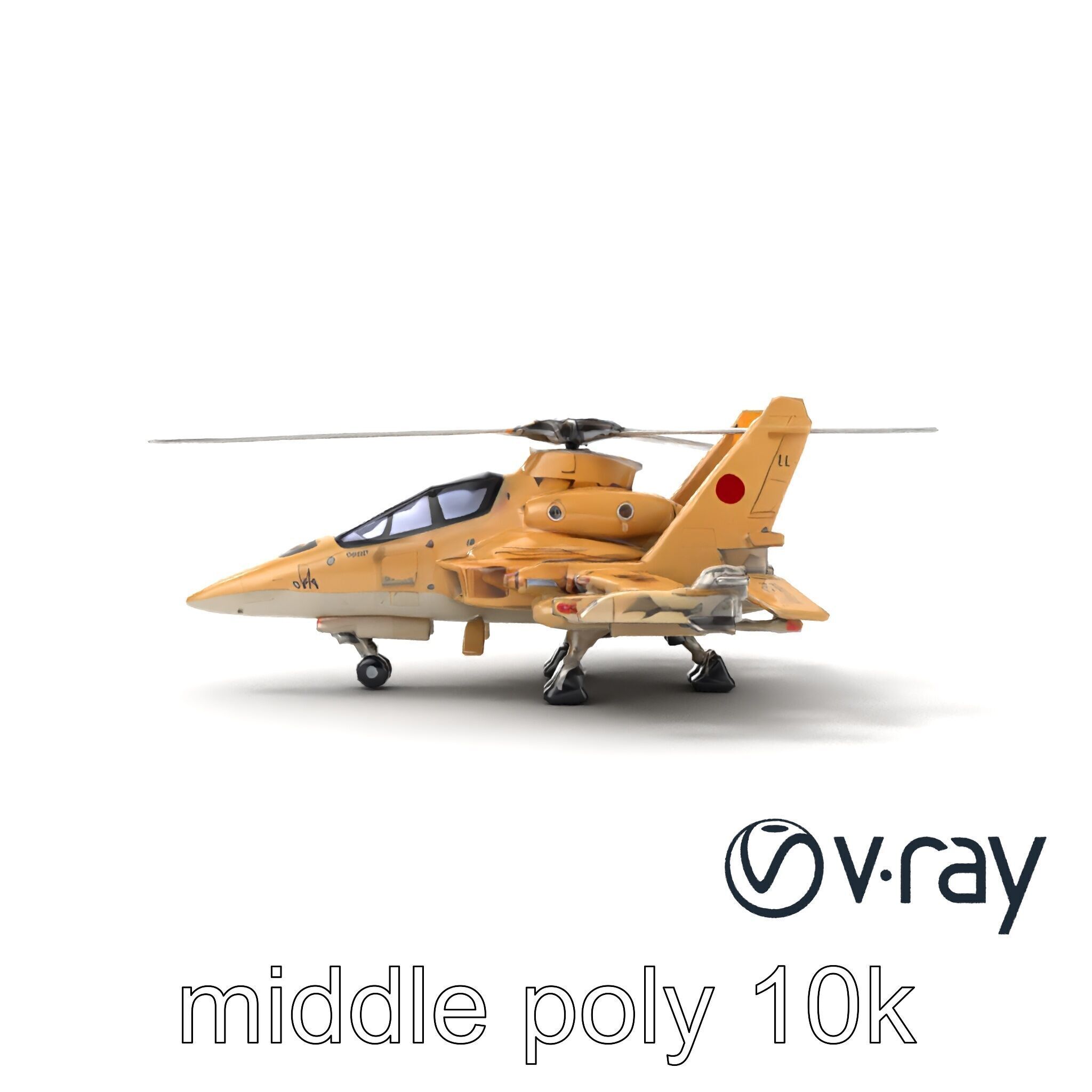 ThunderBolt II Desert-Camouflage Armored Helicopter model pack Low-poly 3D model_17