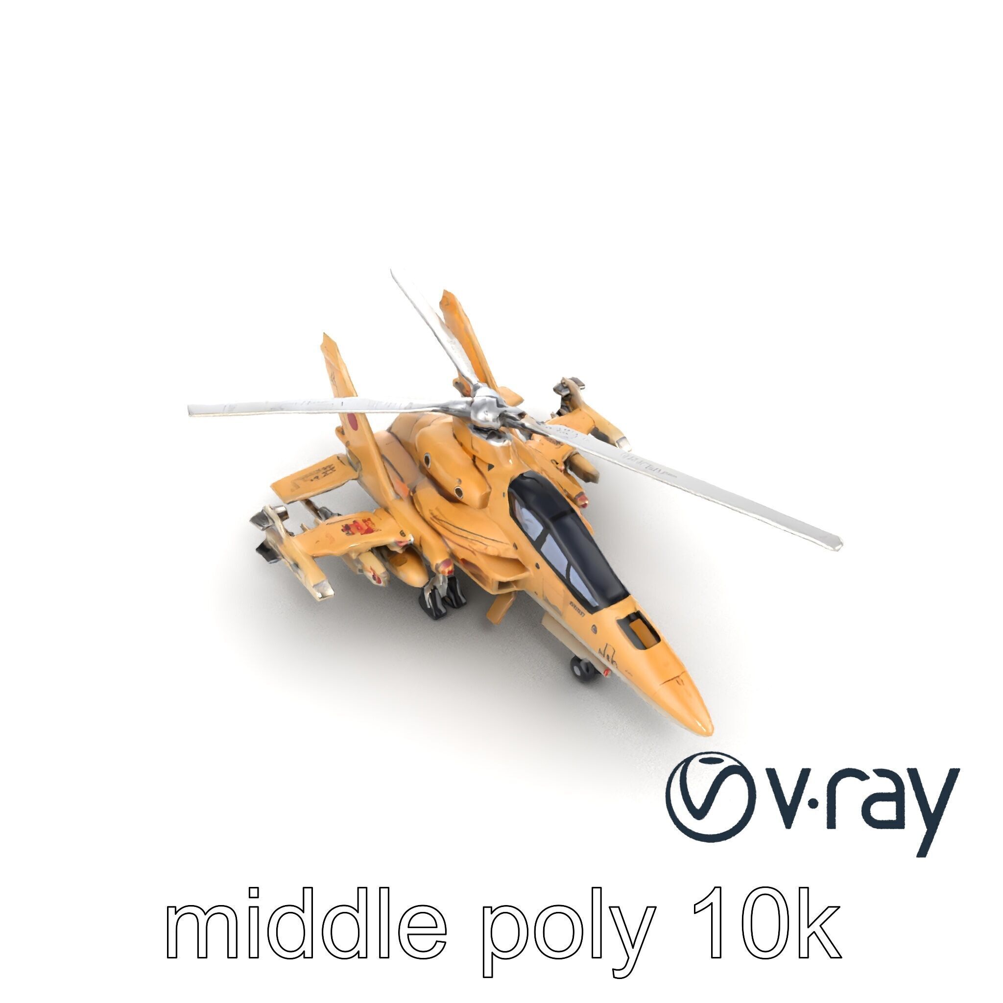 ThunderBolt II Desert-Camouflage Armored Helicopter model pack Low-poly 3D model_18