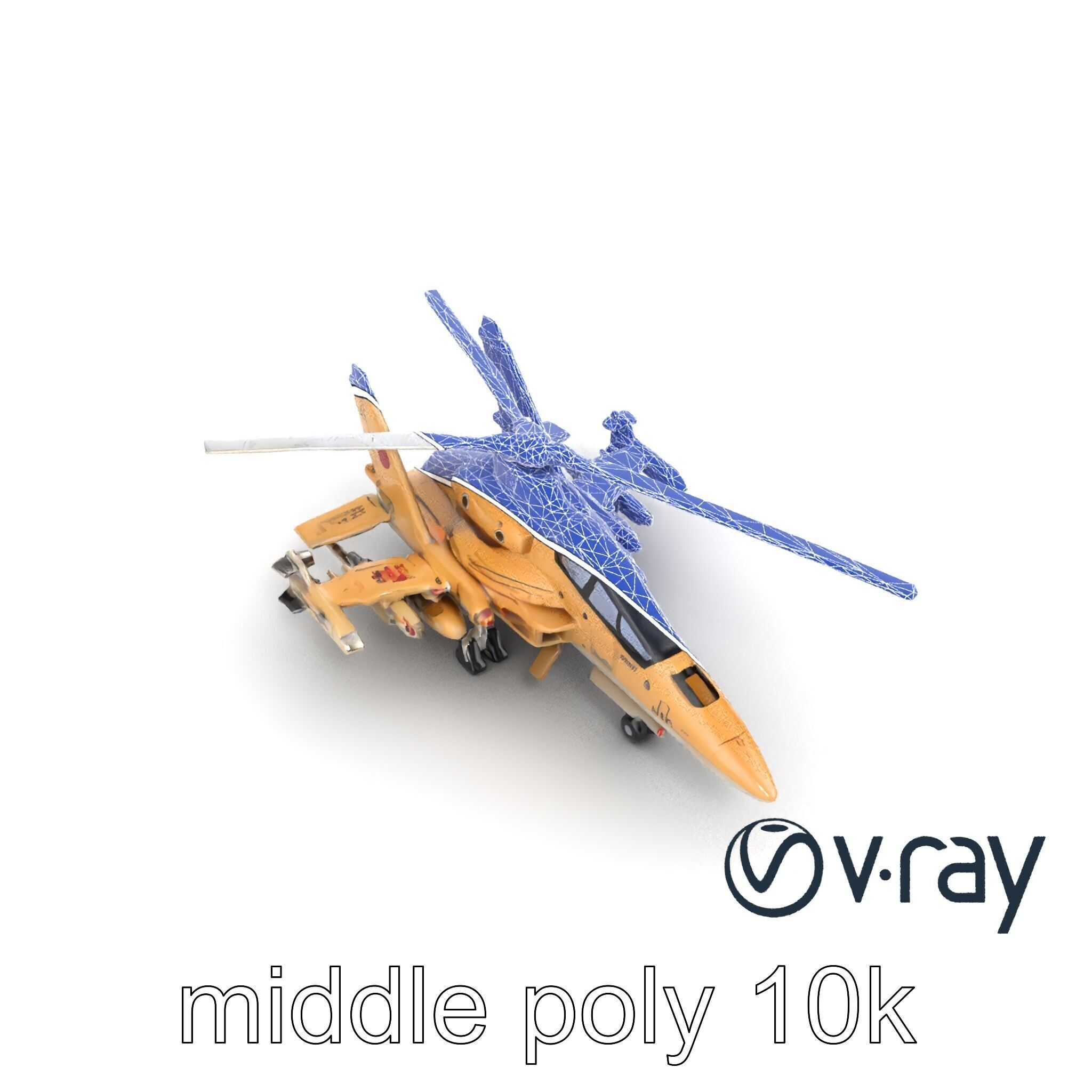 ThunderBolt II Desert-Camouflage Armored Helicopter model pack Low-poly 3D model_16