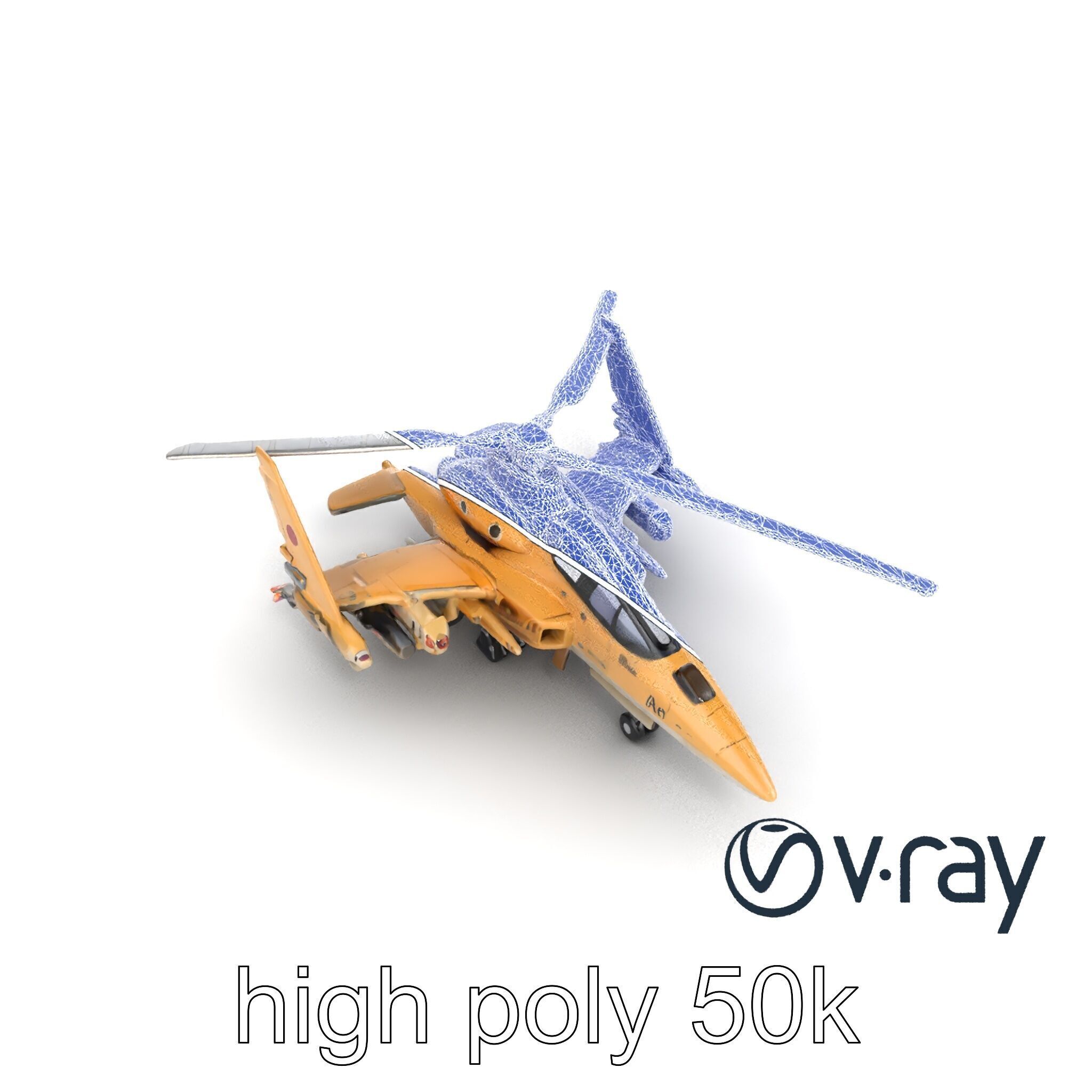 ThunderBolt II Desert-Camouflage Armored Helicopter model pack Low-poly 3D model_26