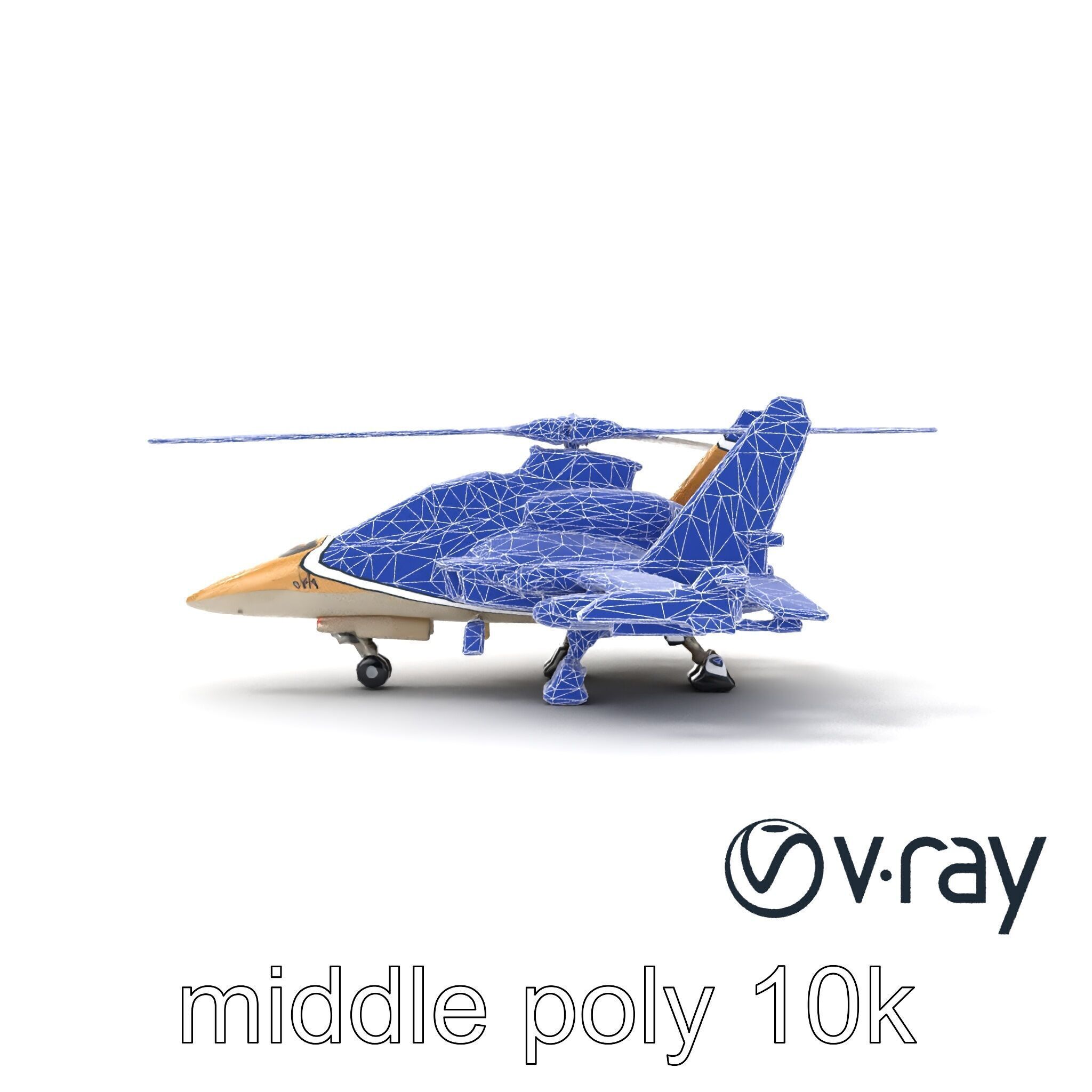 ThunderBolt II Desert-Camouflage Armored Helicopter model pack Low-poly 3D model_29