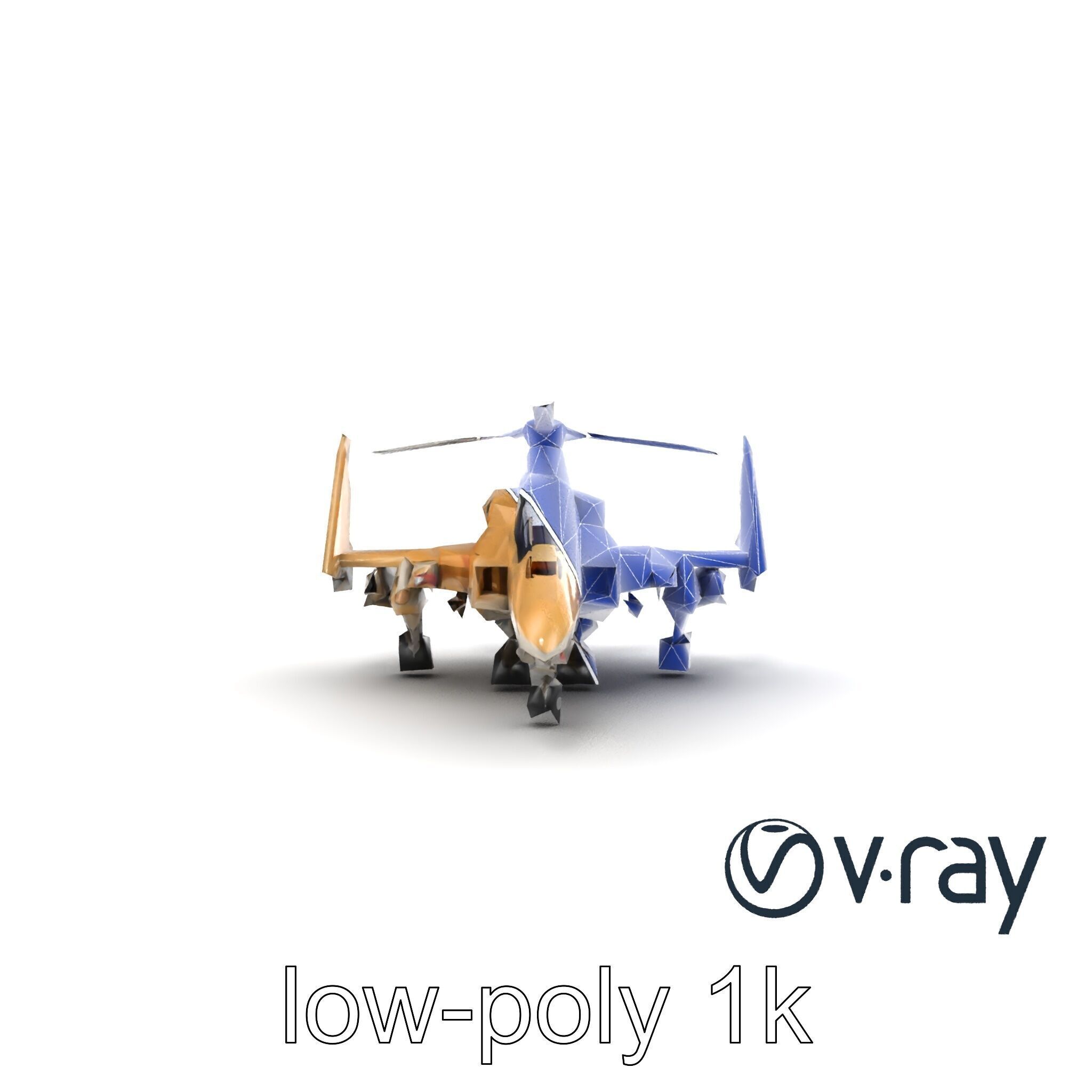 ThunderBolt II Desert-Camouflage Armored Helicopter model pack Low-poly 3D model_13