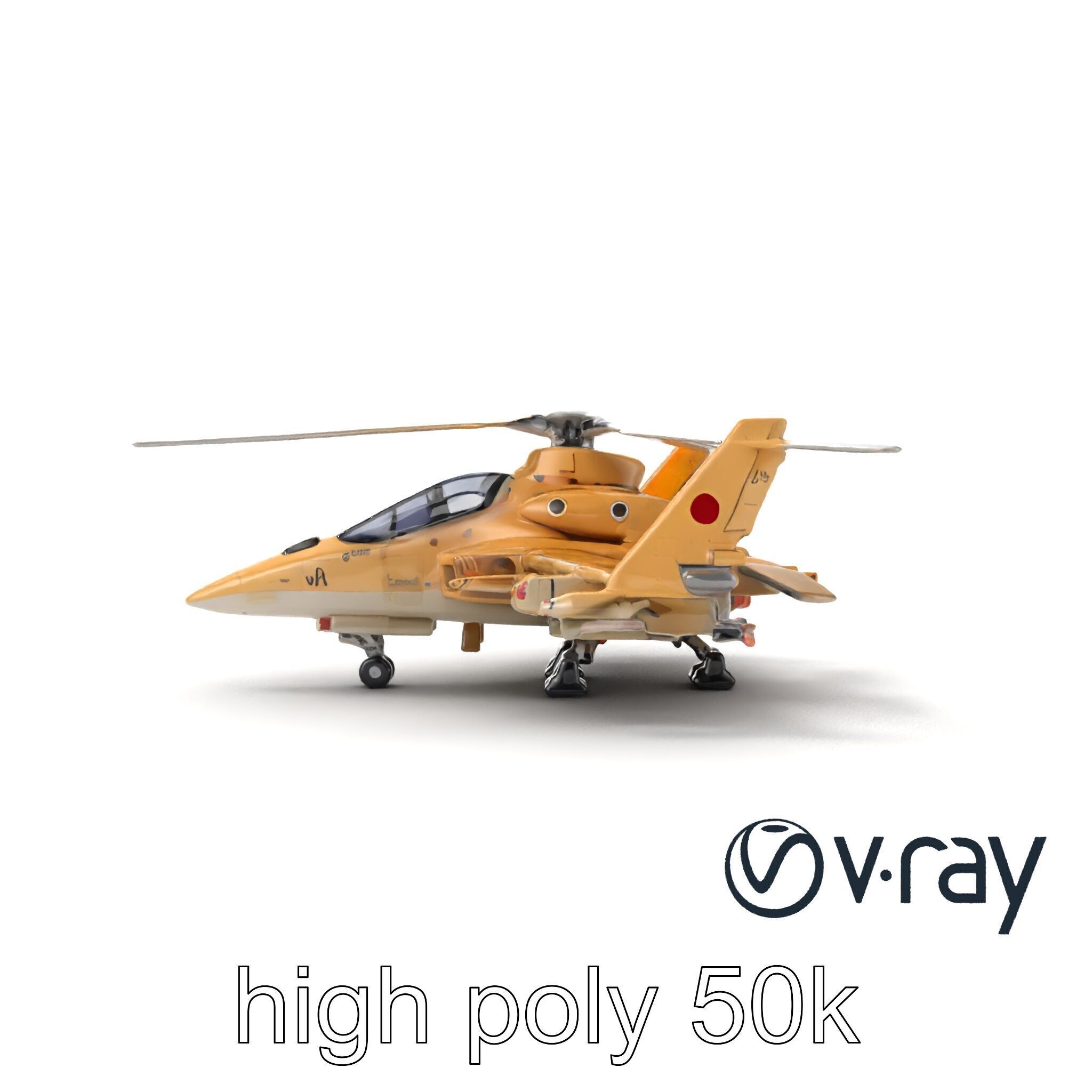 ThunderBolt II Desert-Camouflage Armored Helicopter model pack Low-poly 3D model_12