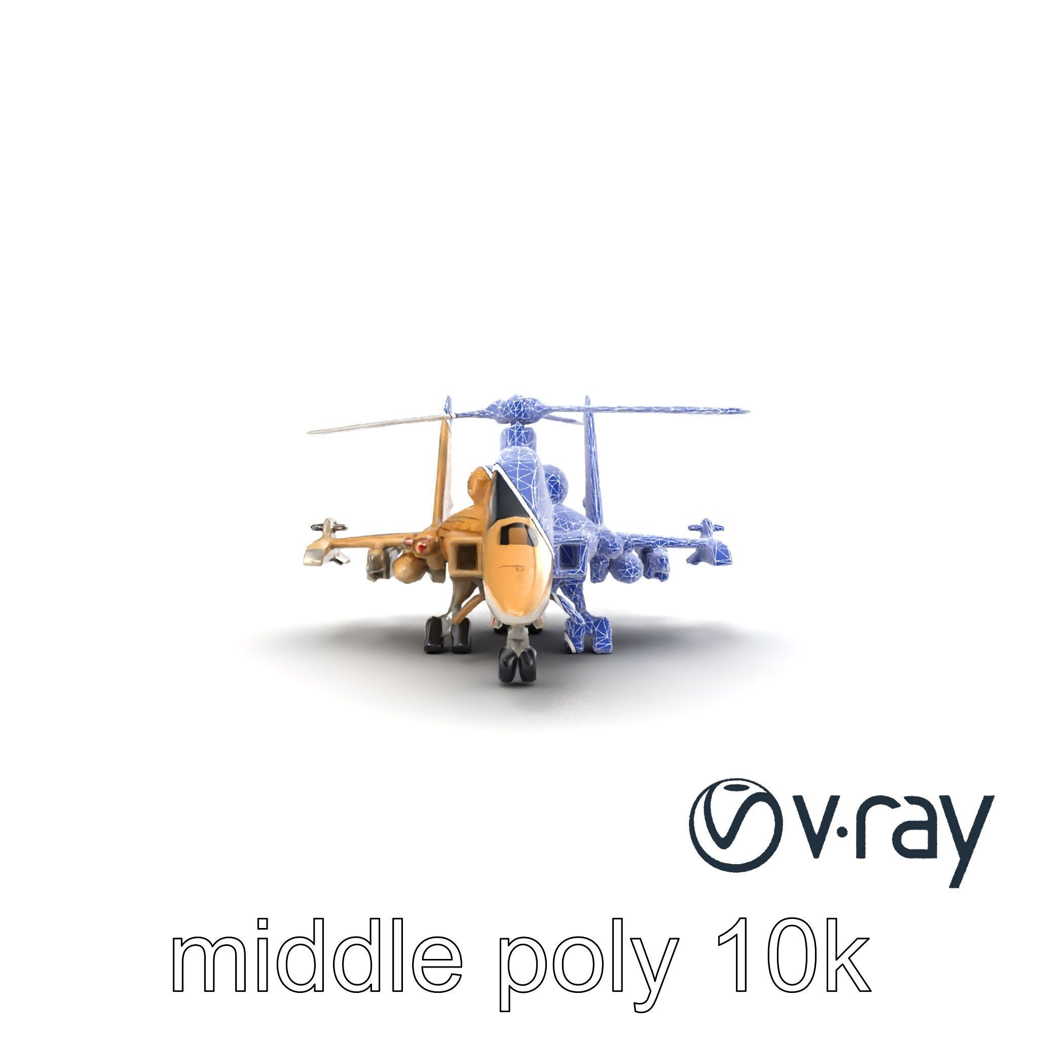 ThunderBolt II Desert-Camouflage Armored Helicopter model pack Low-poly 3D model_19