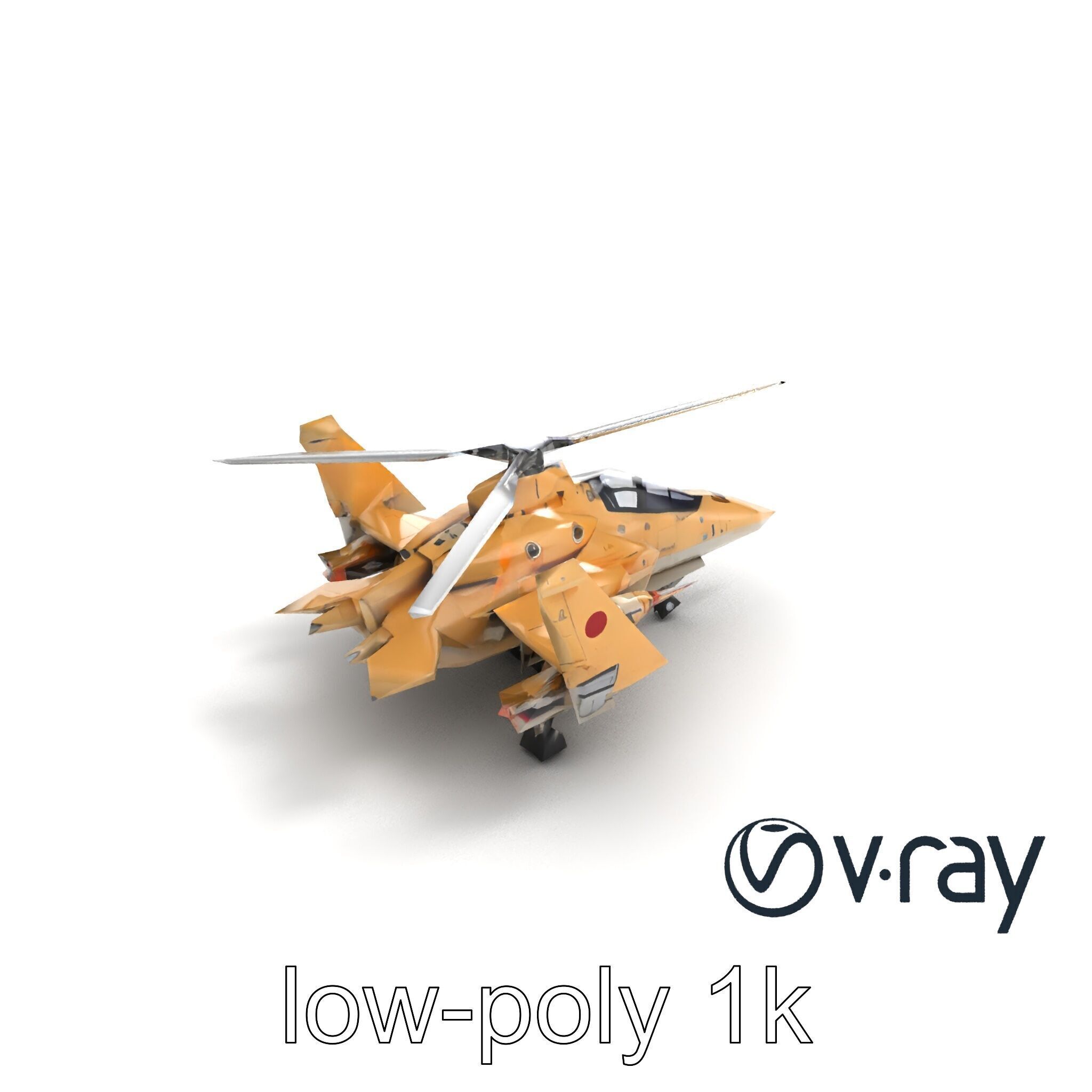 ThunderBolt II Desert-Camouflage Armored Helicopter model pack Low-poly 3D model_6