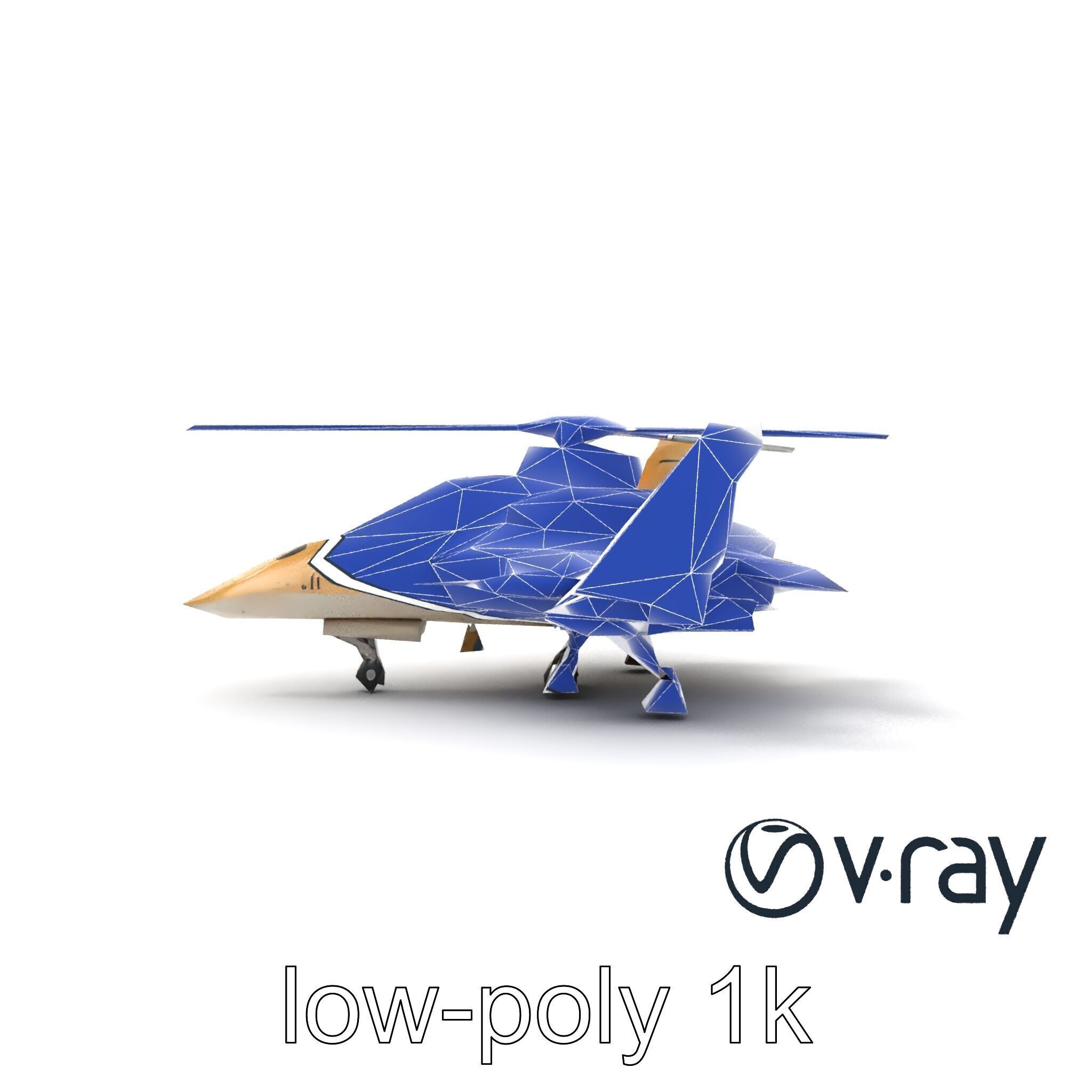 ThunderBolt II Desert-Camouflage Armored Helicopter model pack Low-poly 3D model_21