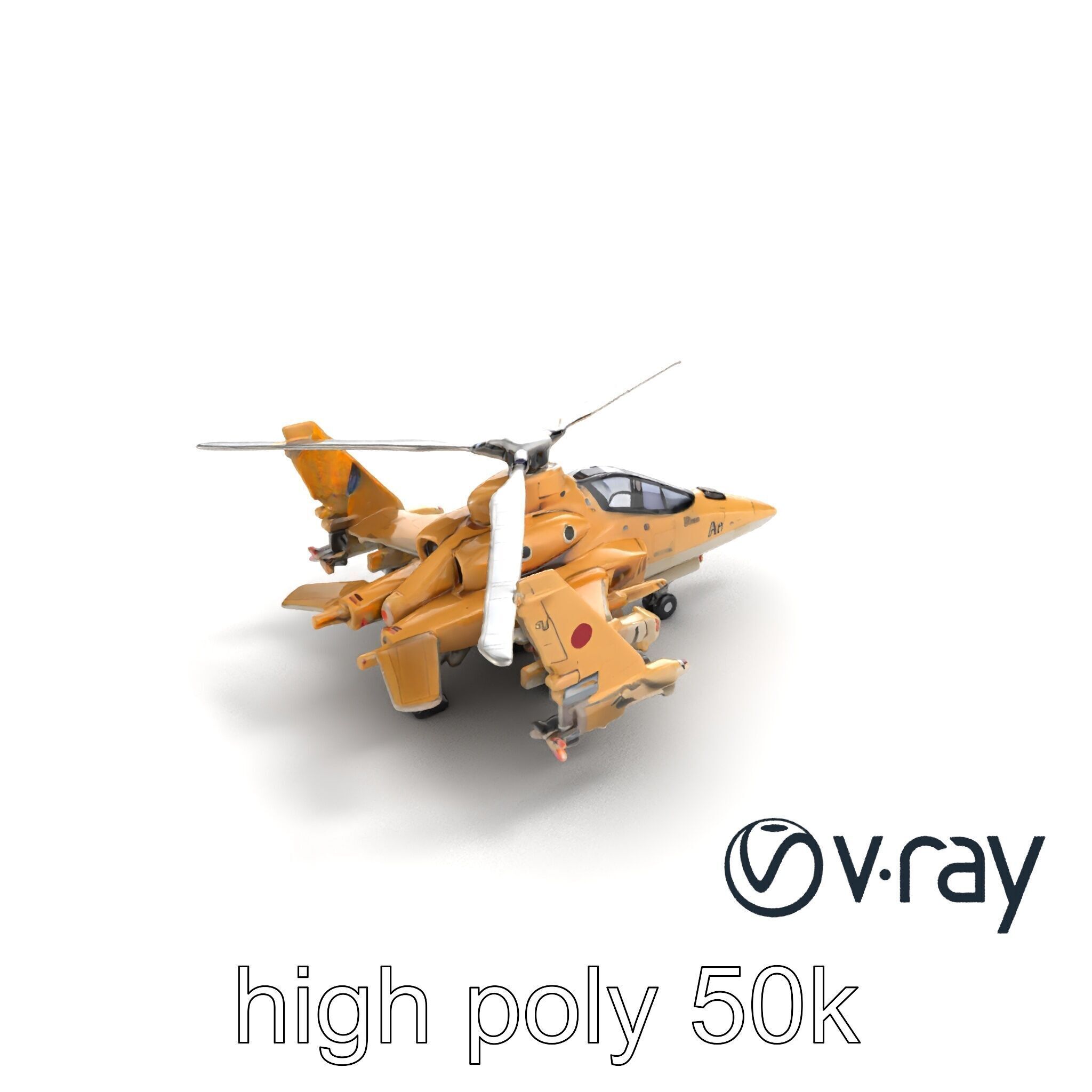 ThunderBolt II Desert-Camouflage Armored Helicopter model pack Low-poly 3D model_10