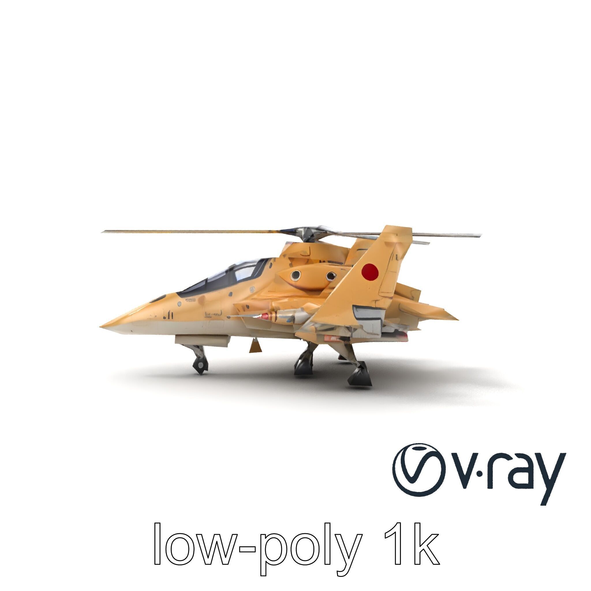 ThunderBolt II Desert-Camouflage Armored Helicopter model pack Low-poly 3D model_15