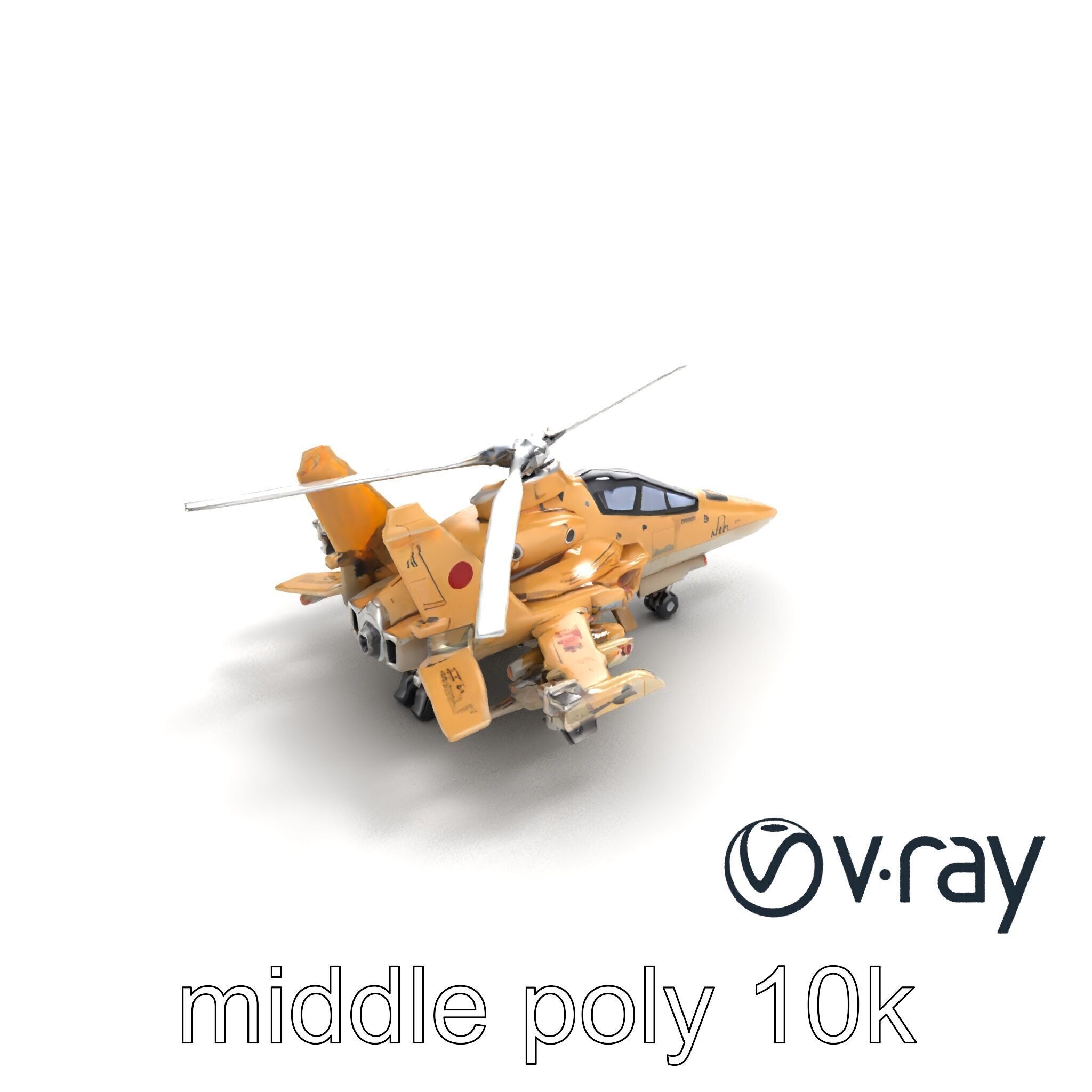 ThunderBolt II Desert-Camouflage Armored Helicopter model pack Low-poly 3D model_8