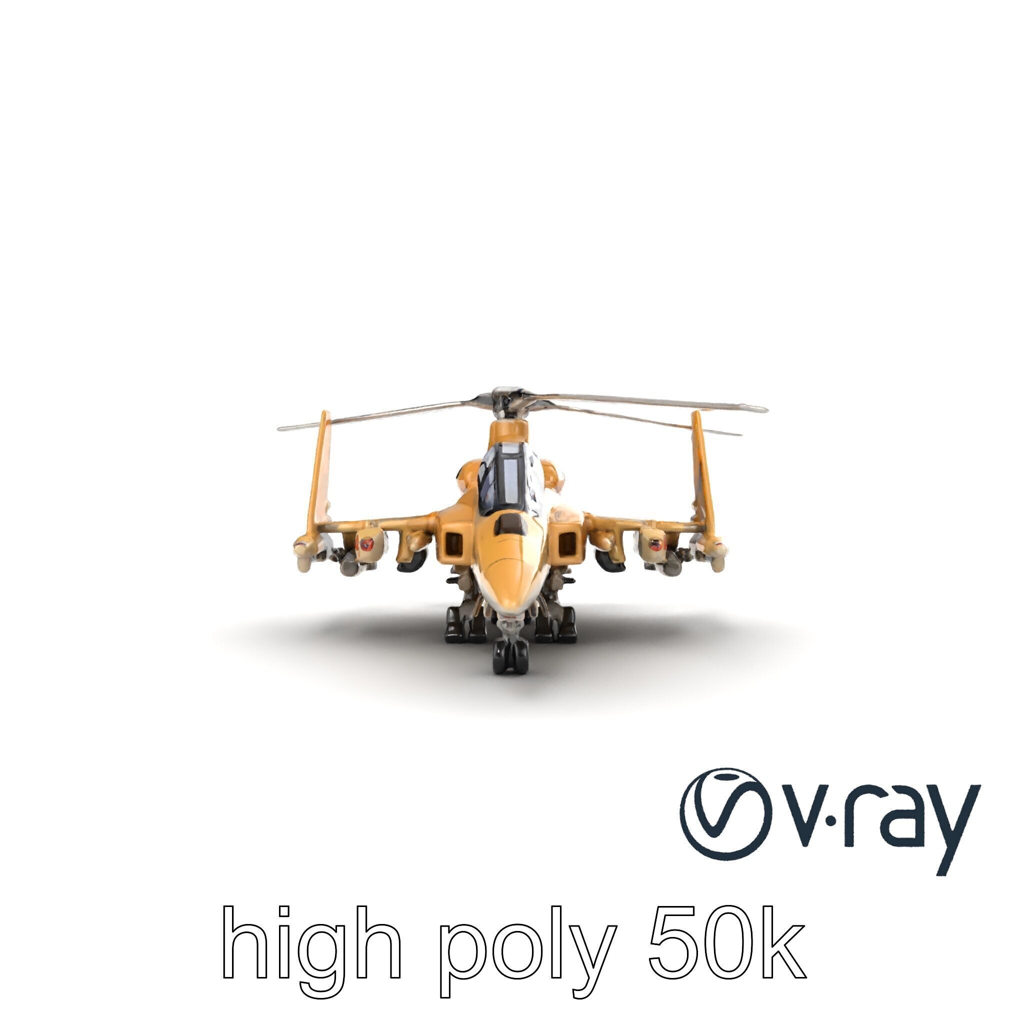 ThunderBolt II Desert-Camouflage Armored Helicopter model pack Low-poly 3D model_25