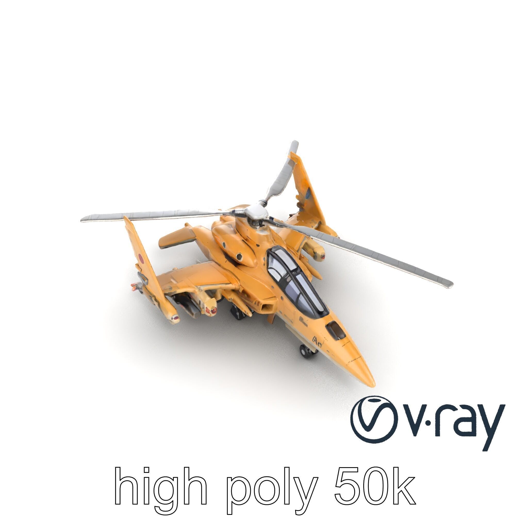 ThunderBolt II Desert-Camouflage Armored Helicopter model pack Low-poly 3D model_22