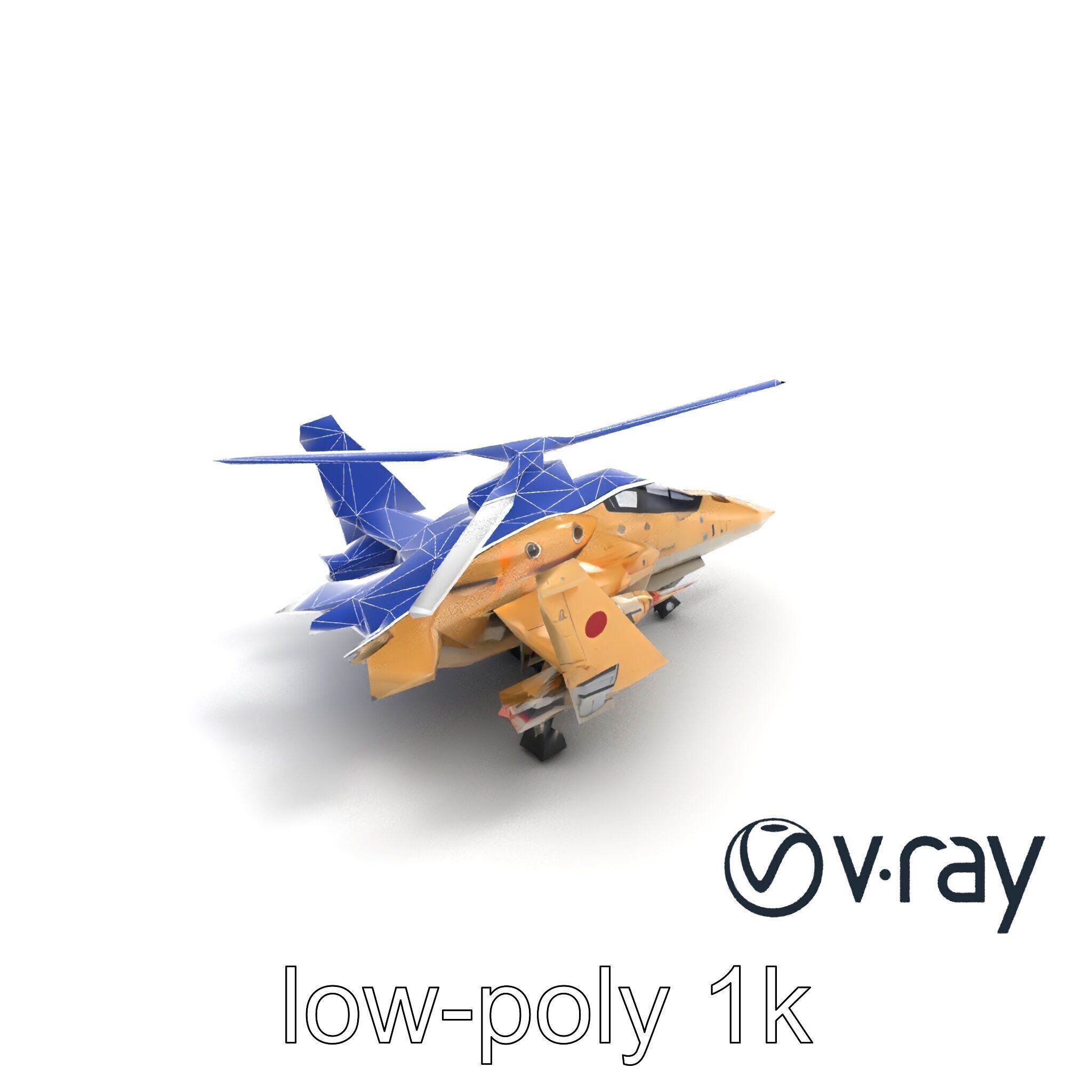 ThunderBolt II Desert-Camouflage Armored Helicopter model pack Low-poly 3D model_11