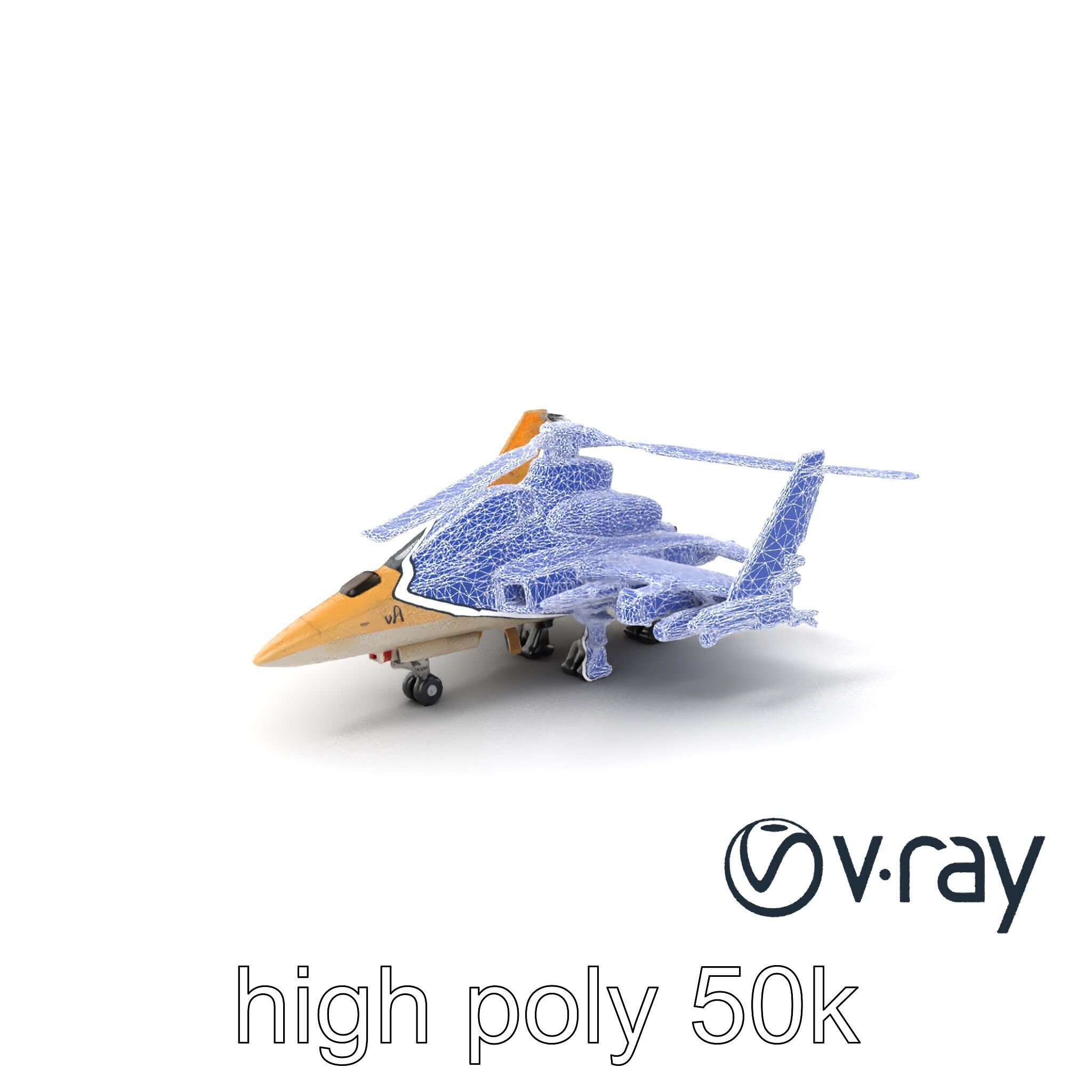 ThunderBolt II Desert-Camouflage Armored Helicopter model pack Low-poly 3D model_27