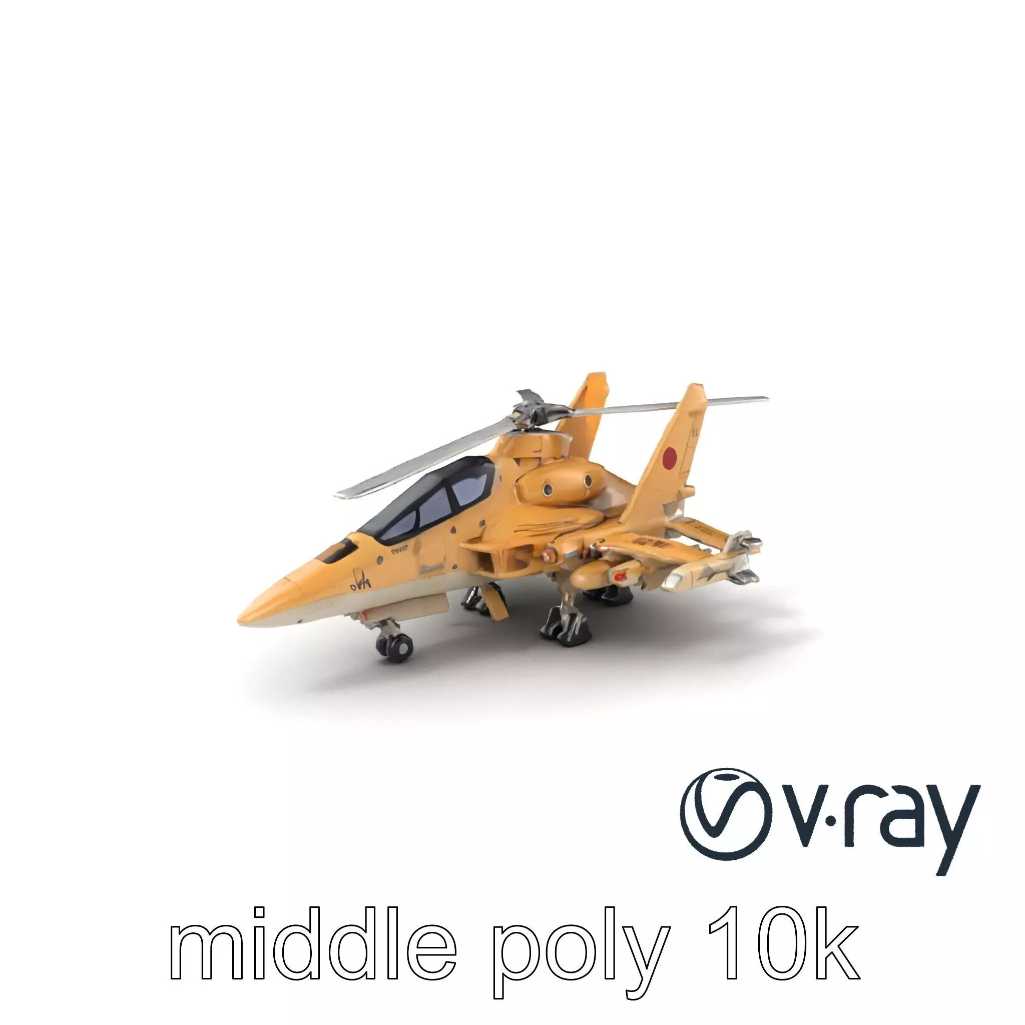 ThunderBolt II Desert-Camouflage Armored Helicopter model pack Low-poly 3D model_0
