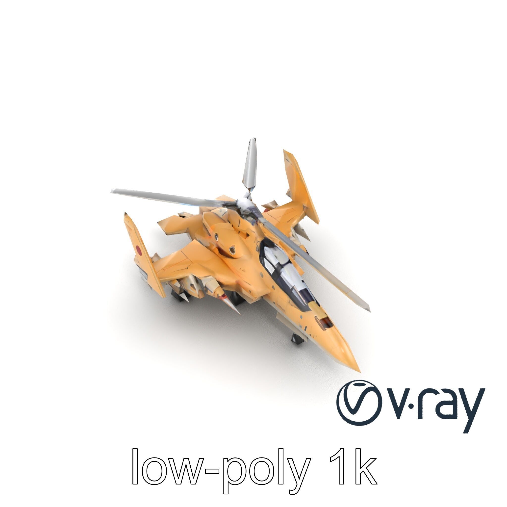ThunderBolt II Desert-Camouflage Armored Helicopter model pack Low-poly 3D model_32