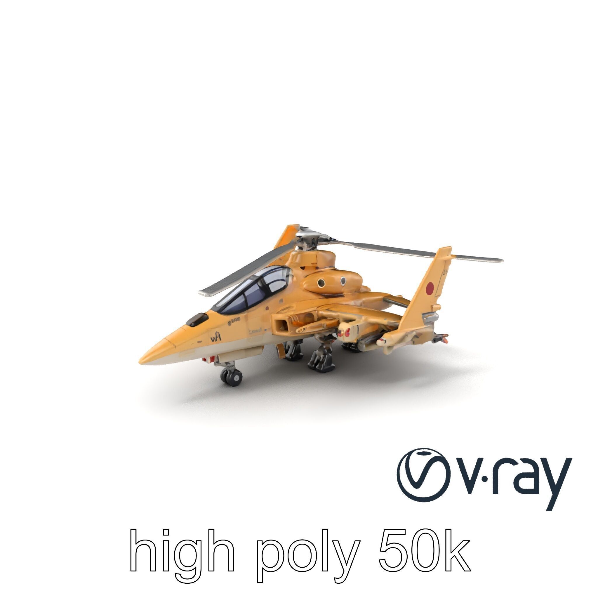 ThunderBolt II Desert-Camouflage Armored Helicopter model pack Low-poly 3D model_7