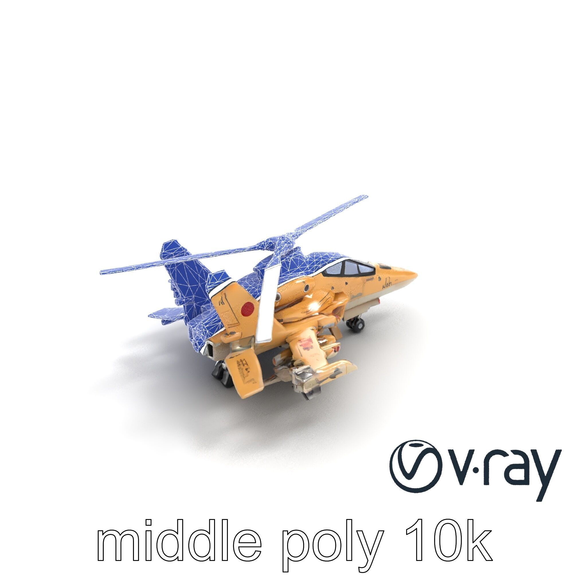 ThunderBolt II Desert-Camouflage Armored Helicopter model pack Low-poly 3D model_30