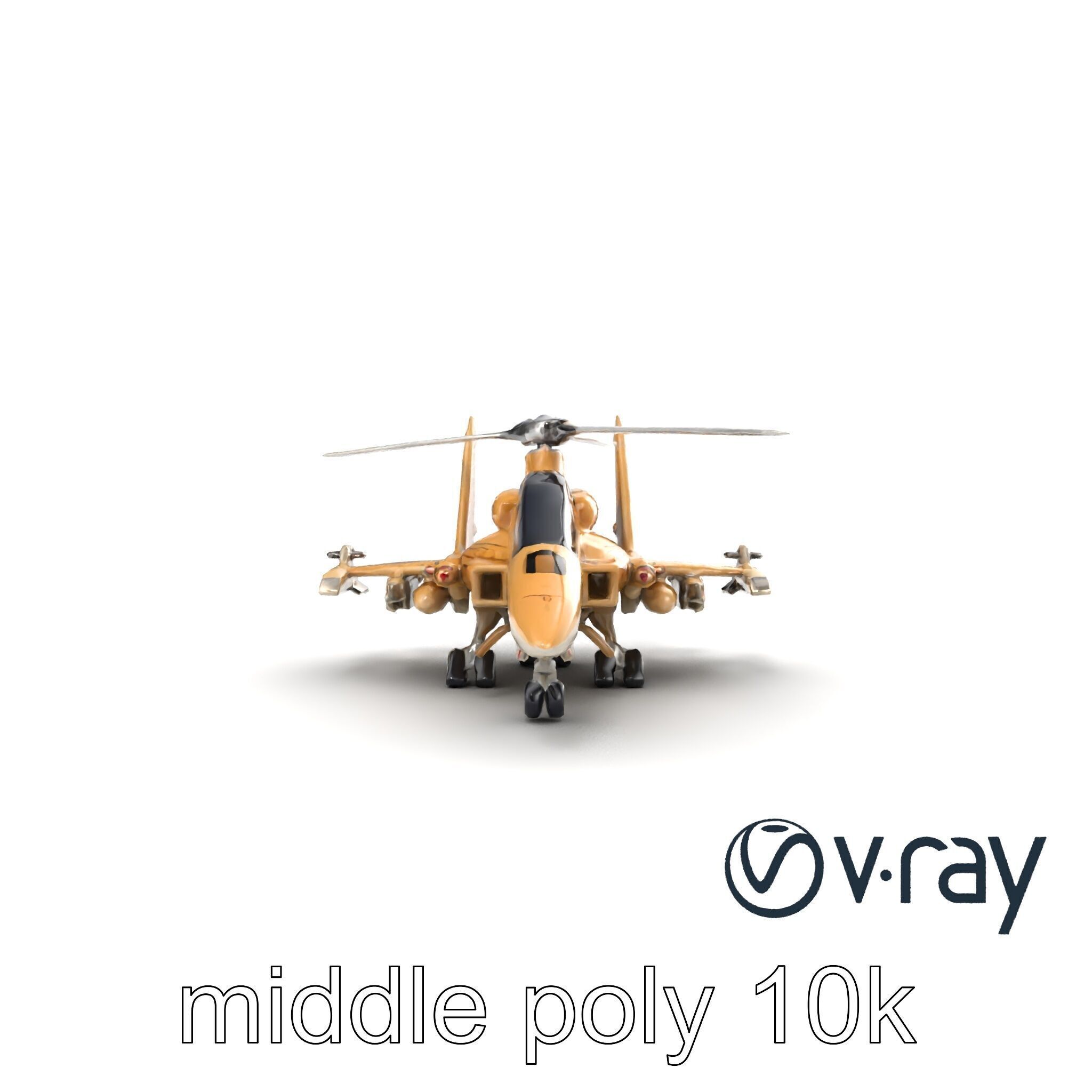 ThunderBolt II Desert-Camouflage Armored Helicopter model pack Low-poly 3D model_24