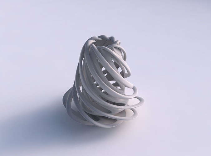 Vase double twisted cylindrical with collapsed top wide middle
