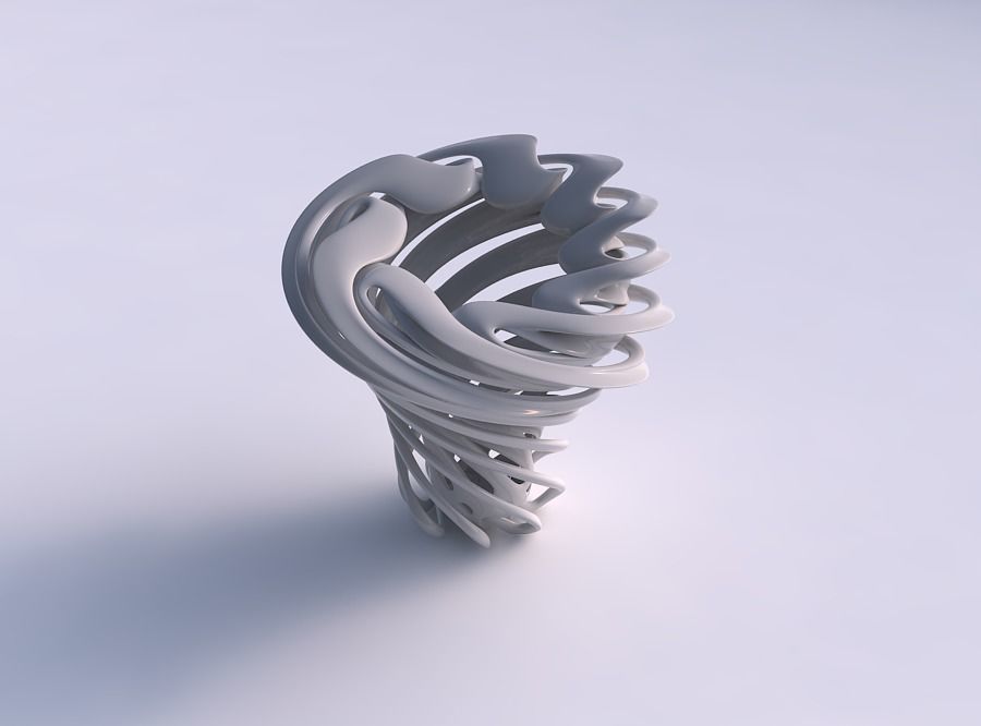 Vase double twisted funnel shape with collapsed top pimp up top 3D print model_0