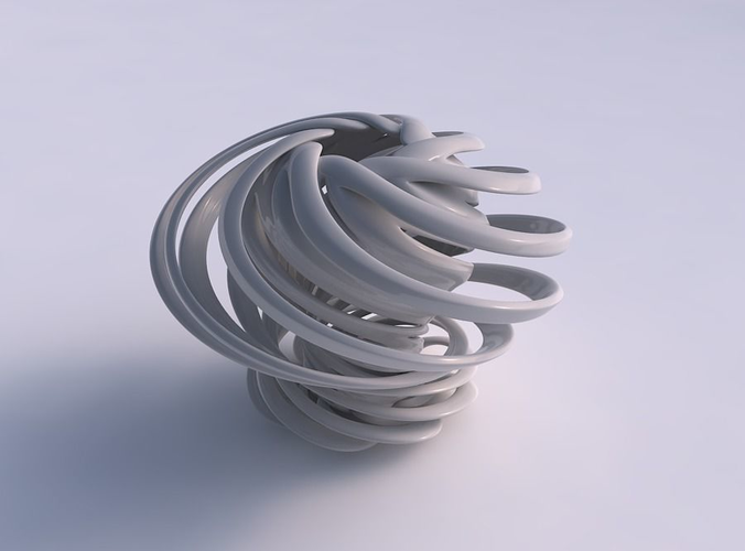 Vase double twisted small with wide collapsed top and squeezed mid section twisted and squeezed