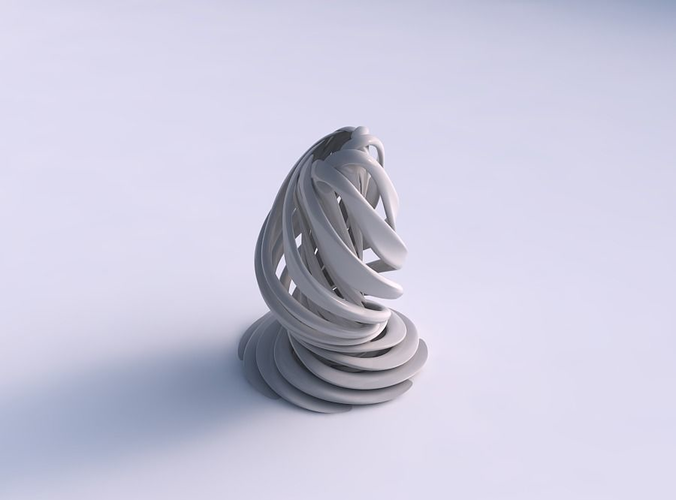 Vase double twisted large with wide collapsed top and squeezed mid section streched top corner