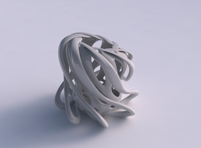 Vase double twisted cylindrical with collapsed top squeezed with streched top corner