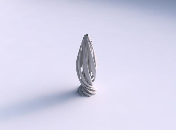 Vase double twisted large with wide collapsed top and squeezed mid section long neck