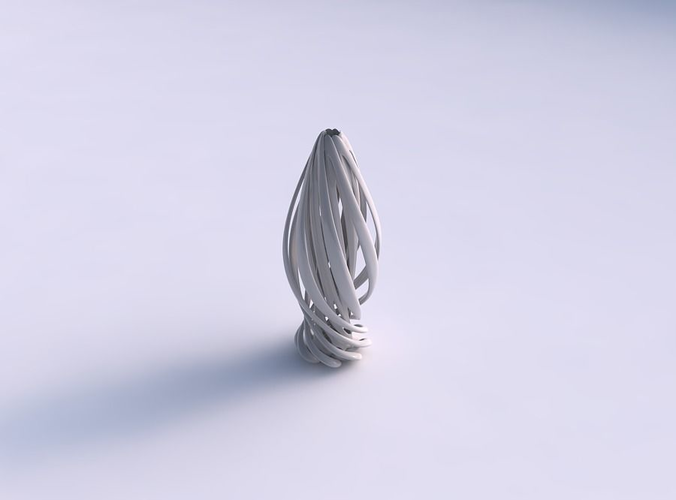 Vase double twisted medium with wide collapsed top and squeezed mid section long neck