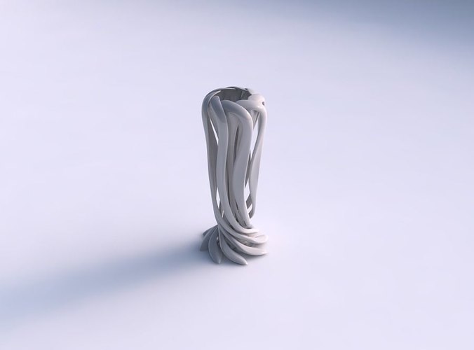 Vase double twisted large with wide collapsed top and squeezed mid section widened top