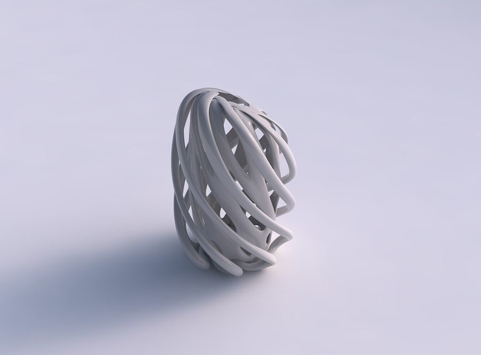 Vase double twisted taper with collapsed top squeezed with streched top corner