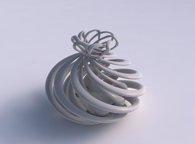 Vase double twisted wide bottom with suqeezed top part twisted and squeezed