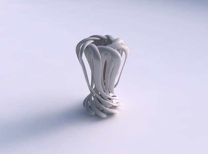 Vase double twisted small with wide collapsed top and squeezed mid section widened top