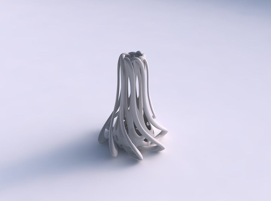 Vase double twisted wide bottom with collapsed top streched a... 3D print model_0