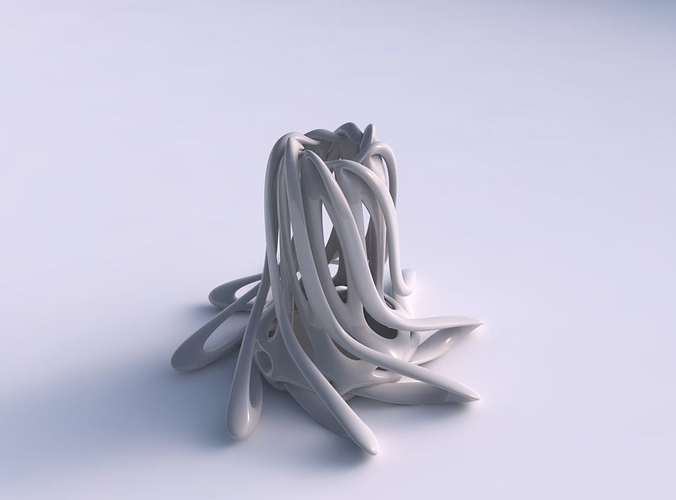 Vase double twisted cylindrical with collapsed top streched top