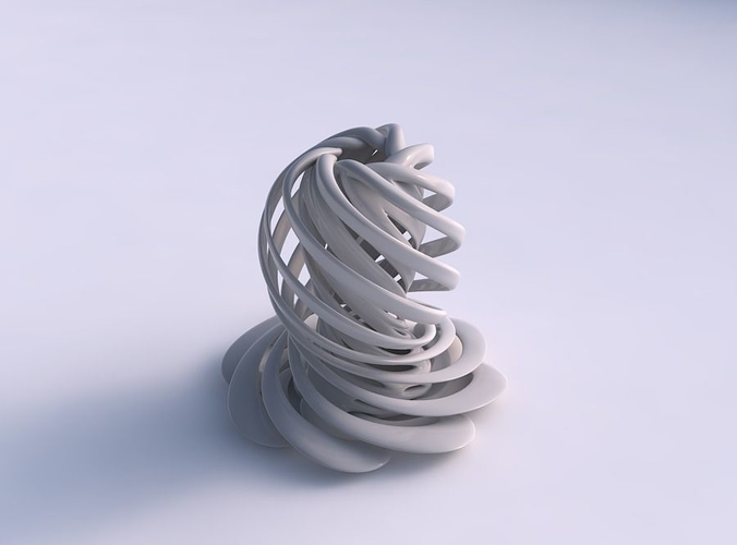 Vase double twisted small with wide collapsed top and squeezed mid section twisted and streched top