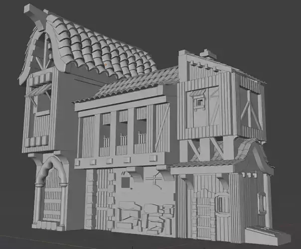 Medieval old wood house doublex 