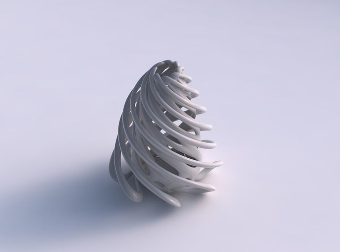 Vase double twisted wide bottom with collapsed top pimp up top