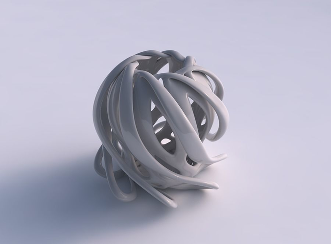 Vase double twisted cylindrical with collapsed top squeezed