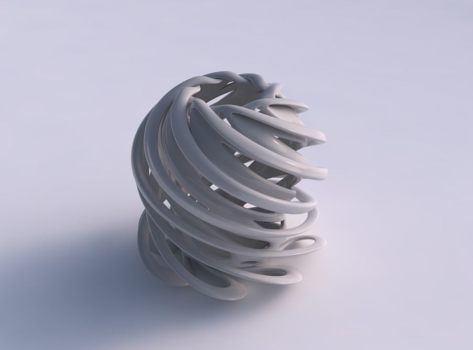 Vase double twisted cylindrical with collapsed top twisted and squeezed