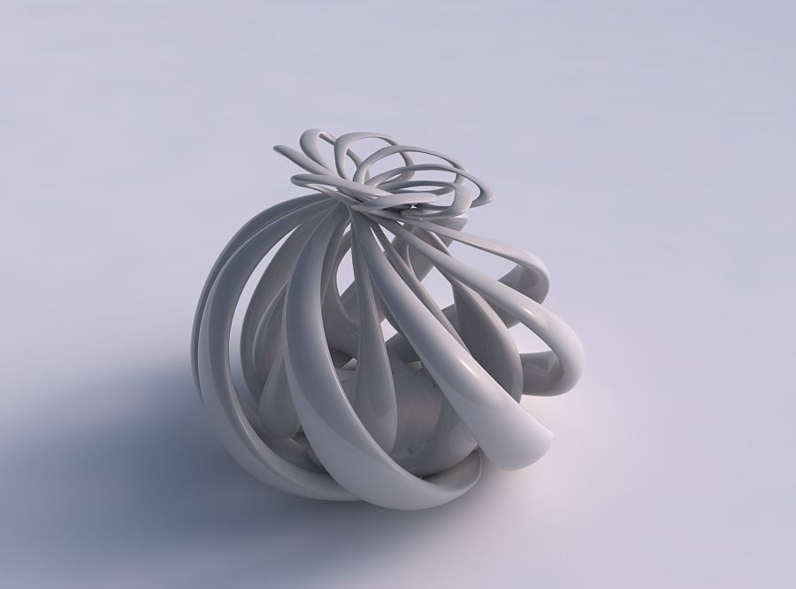 Vase double twisted wide bottom with suqeezed top part squeez... 3D print model_0